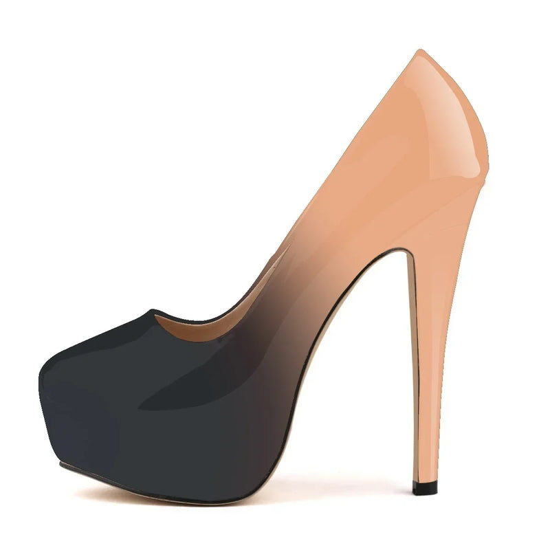 Women Sexy Pumps Stilettos 14cm Super High Heels Round Toes Platform Thin Heel NightClub Party Dress Red Wedding Shoes Big Size