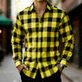 Men's Classic Red and Black Plaid Long-Sleeved Shirt | SAMAG