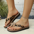 Women's Leopard Print Flip Flops Thick Sole Comfortable Summer Beach Casual Flat Slippers