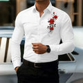 Men's Long-Sleeved Shirt, Featuring a Vintage Red Rose | SAMAG
