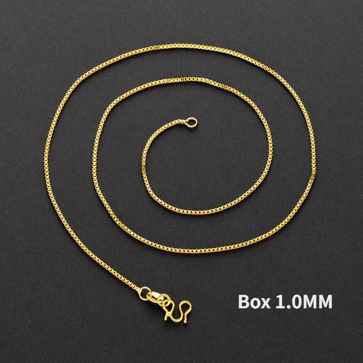 Real 14K Gold Color Necklace Chain for Women's Clavicle Chain Neck Collare for Girlfriend Fashion Birthday Jewelry Gift Not Fade