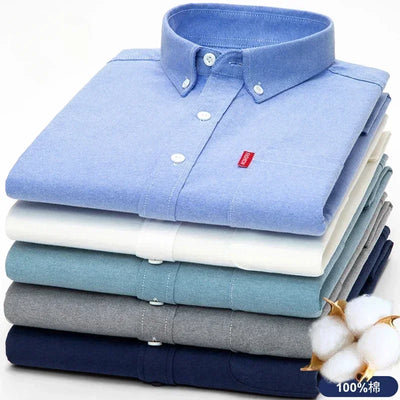 100% Pure Cotton Men's Solid Color Long Sleeve Shirt | SAMAG