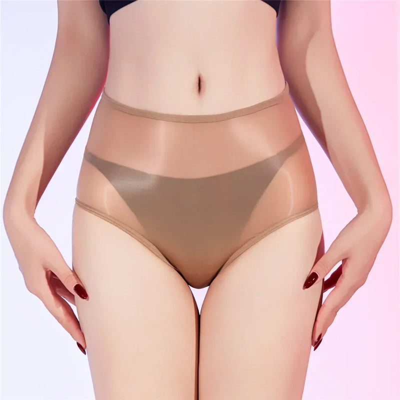 Sexy Unisex Oil Shiny Sheer See Through Boxer High Elastic Safety Short Smooth Bottom Wear Glossy Ultrathin Underwear Slim  Body