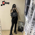 Y2K Gothic Women's Girls Punk Harajuku Handbag Skull Head Bright Diamond Large Capacity Fashionable One Shoulder Crossbody Totes