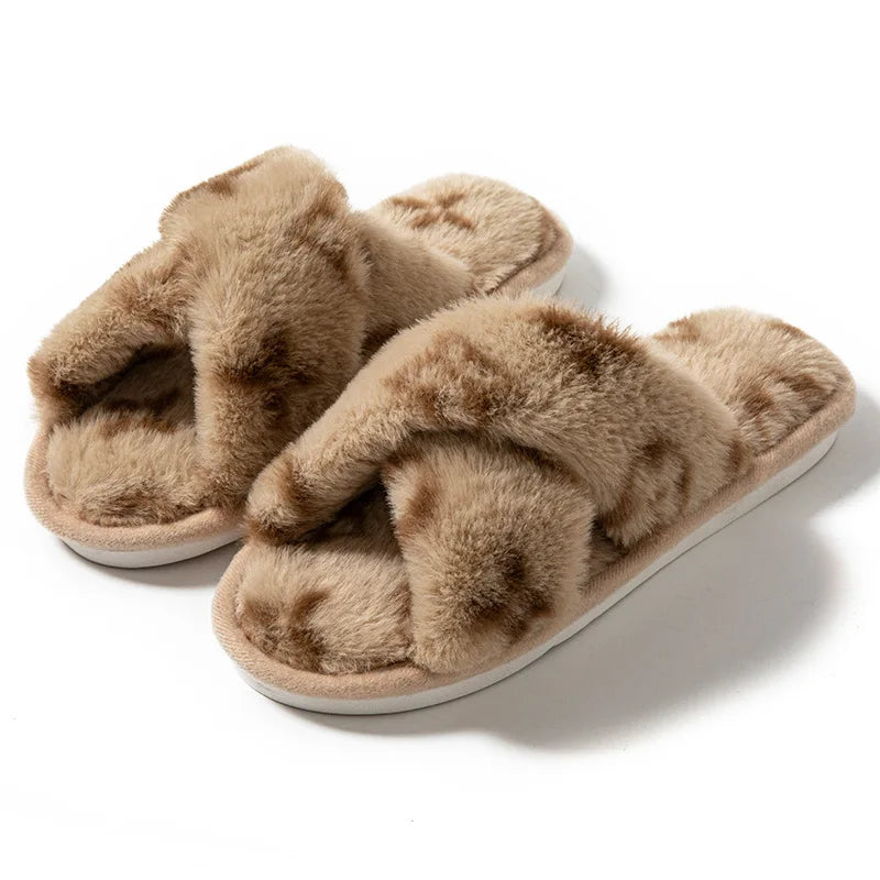 Fluffy Women's Slippers Home Autumn Winter Luxury Designer Woman Shoes Flat Trend Indoor Fuzzy Fur Slides Plush Elegant Footwear