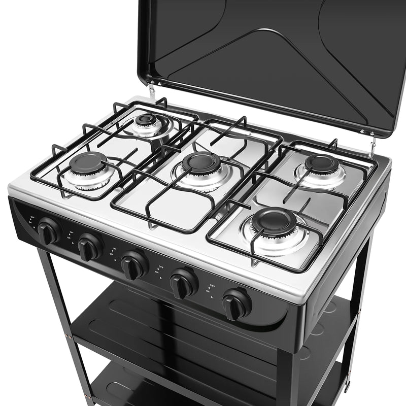 5 Burners Gas Stove, Portable Manual Ignition W/ Support - View 7 | SAMAG