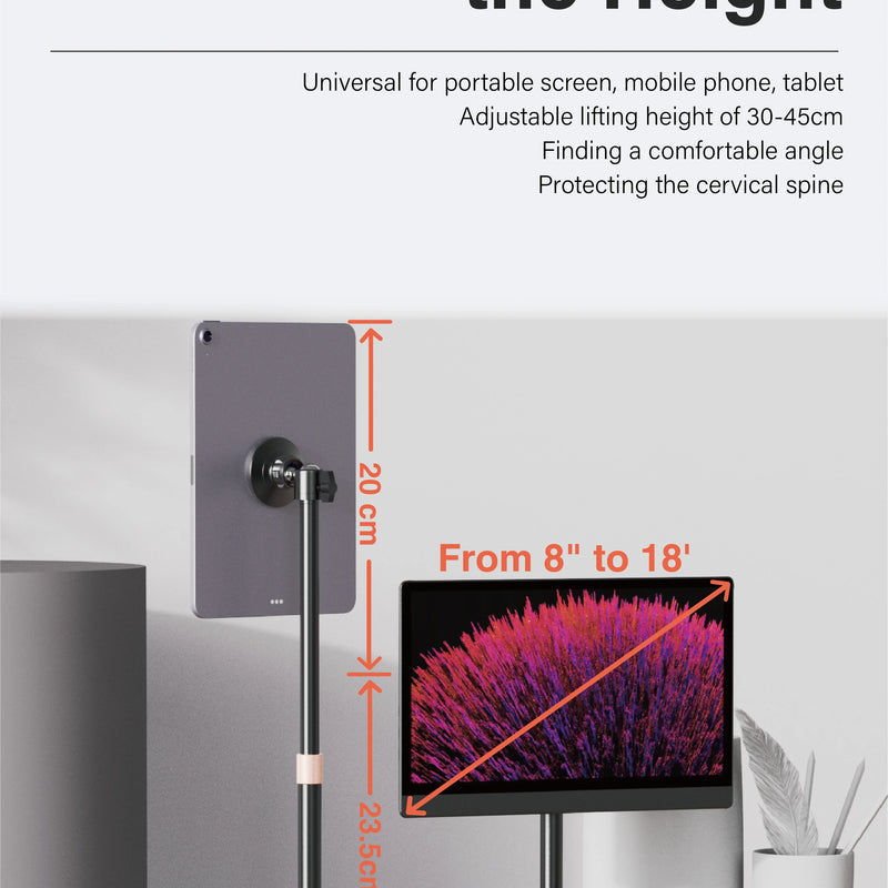 Magnetic Adjustable Tablet Stand, Desktop Foldable Portable Bracket Support for 4-15.6 Inch iPad Tablets