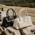 LOMCEL 632 Leather shoulder crossbody bag for daily use 2026 new model Boston pillow bag, top layer of cowhide bowling bag