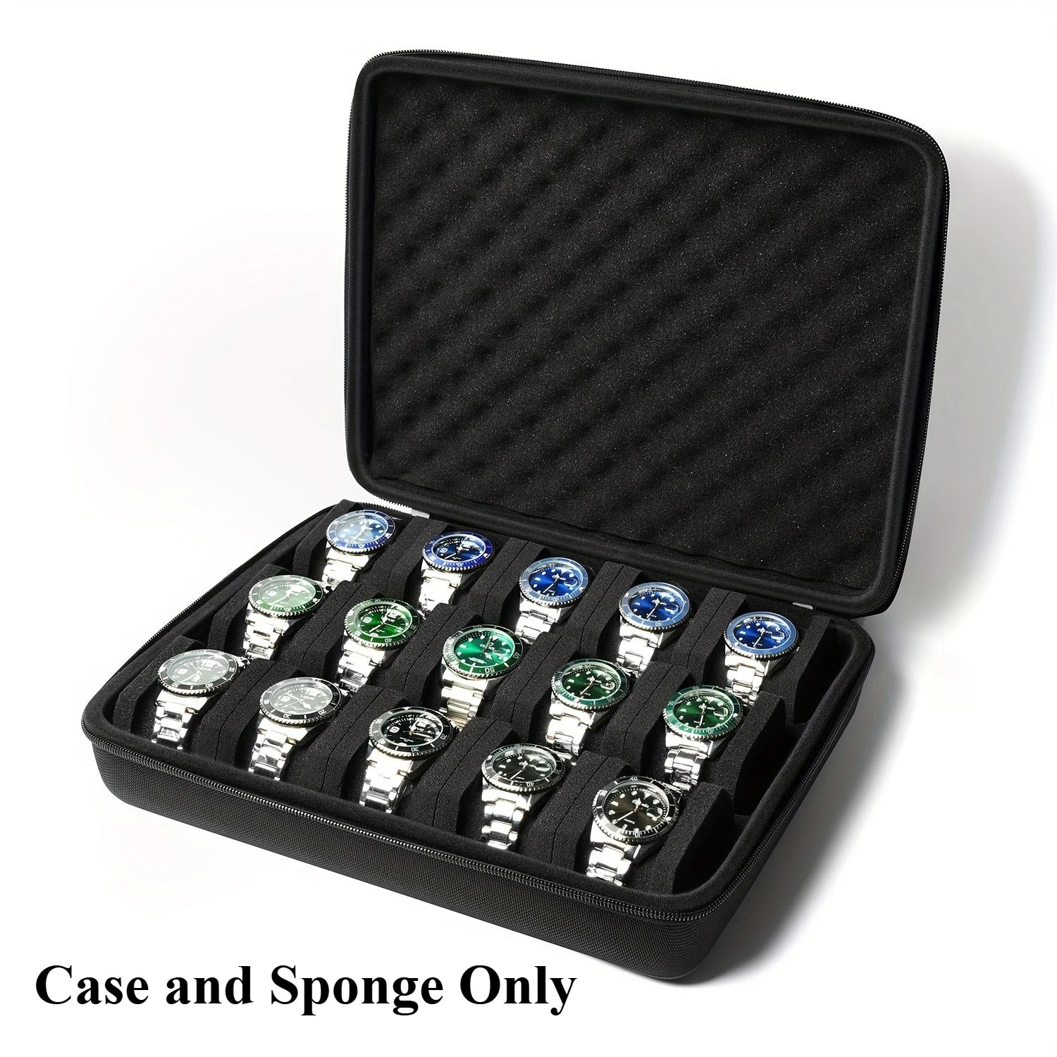 Hard-Shell 15 Slots Watch Storage Organizer Case, Watch Carry Box Fit Large And Small Watches, With Soft Foam Pillow