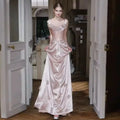 Pink Luxury Satin Prom Dress Glitter Sequins Bodice | SAMAG