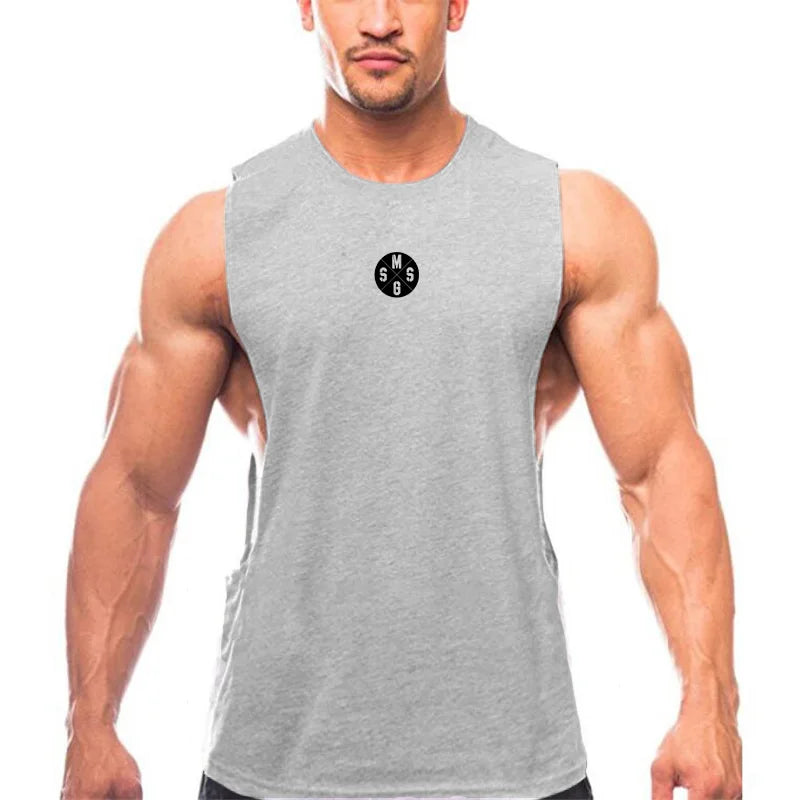 Muscleguys Mens Gym Clothing Workout Tank Tops Fitness Bodybuilding Low Cut Armholes Vest Muscle Singlets Activewear Tanktop