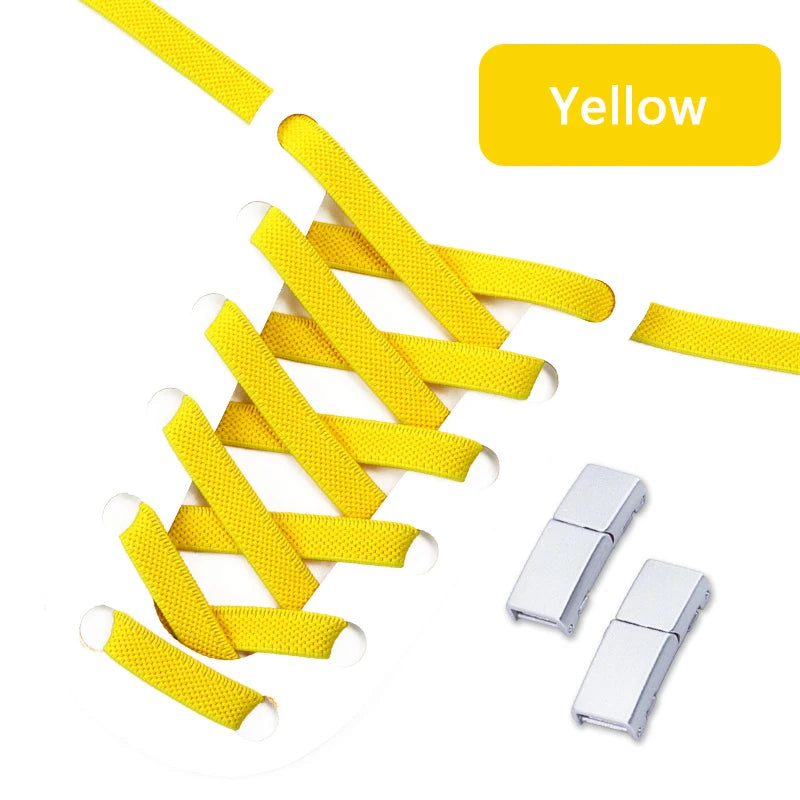 Magnetic Lock Shoelaces Without ties 8mm Wide Flat Elastic Laces Sneakers Tennis No Tie Shoe laces Easy Use Shoes Accessories