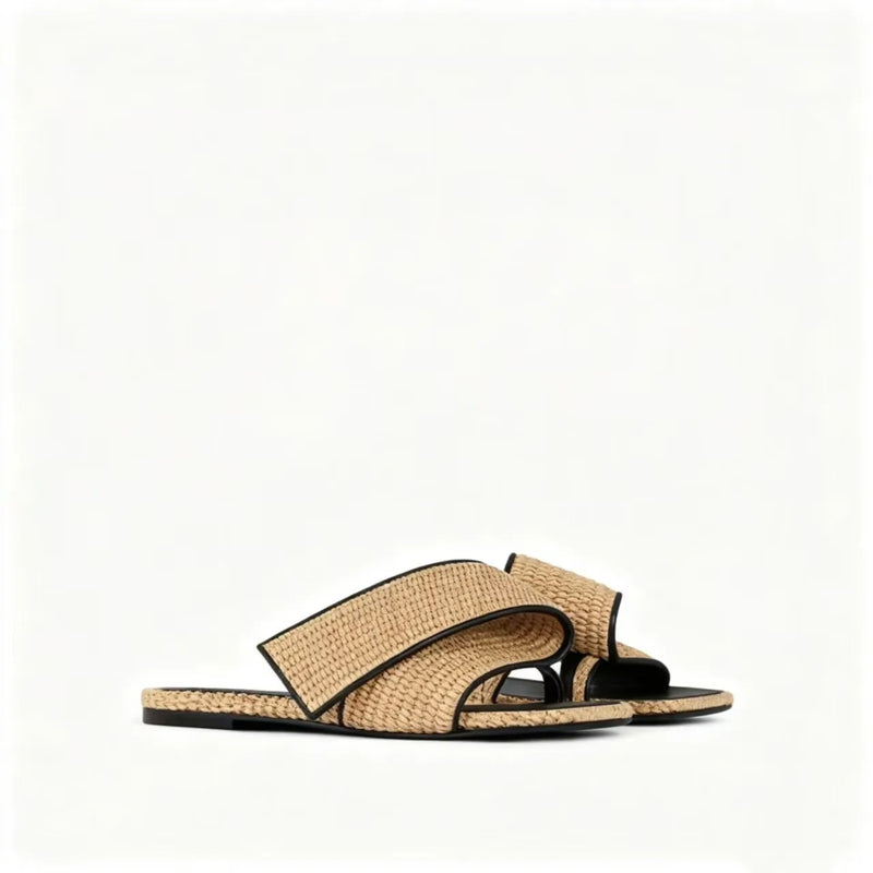 Summer Women's Flat Slippers, Women's Outerwear, Square Head, Open Toe, One Line Slippers, Men's Slippers