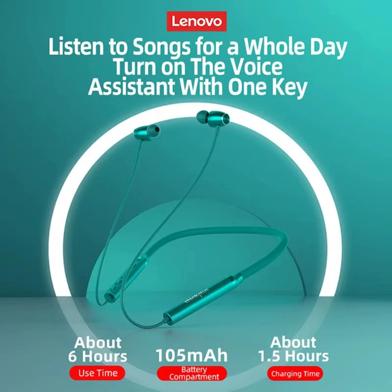 100% Origial Lenovo HE05X Bluetooth Earphones Earphone Waterproof Earplugs HIFI Sound Magnetic Neckband Headset Sports Headphone