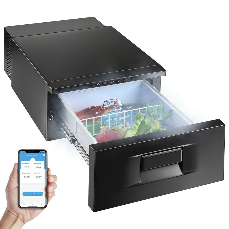 Car Refrigerator Car Drawer Fridge Portable Freezer 33QT - -4℉-68℉ Adjustable Range - Home & Vehicle Use Compressor Cooler for Outdoor Camping RV