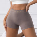 Ribbed Yoga Shorts Seamless High Waist Hip Lifting Elastic Breathable Quick Dry Fitness Running Casual Sports Bottoms for Women