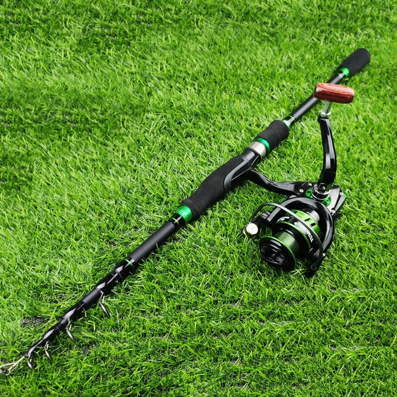 Telescopic Fishing Rod Reel Combo Full Kit 1.8m 2.1m 2.4m 2.7m Portable With Simulation Lures Tackle Accessories Carry Bag For