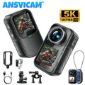 ANSVICAM 5K Mini Action Camera 4K60FPS Thumb Sports Camera with EIS Stabilization Dual Touch Screens Waterproof Magnetic Bodycam