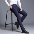 2026 Men's Blue Vertical Striped Suit Pants, Black Business Casual Trousers, Asian Sizes 28-40, Burgundy and Gray Plaid Pant.