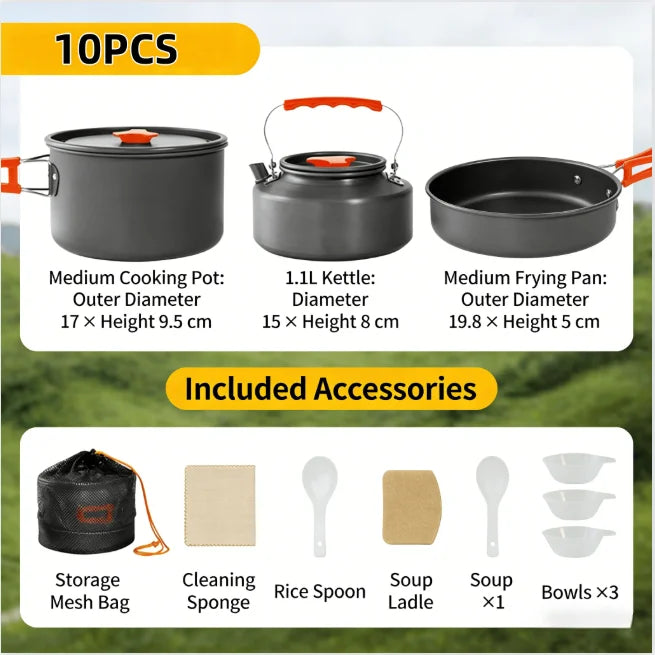 Camping Cooking set Camping Cookware Travel Tableware Outdoor Picnic Set Teapot For 2-3 Peaple Non-stick pots assorted sets