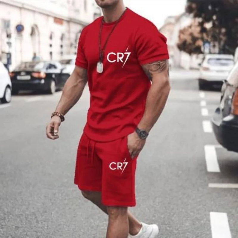 Men's Clothing Summer Suit CR7 Sports Comfortable Breathable Mesh Running Sets Jogging Fitness Tracksuit T - View 11 | SAMAG