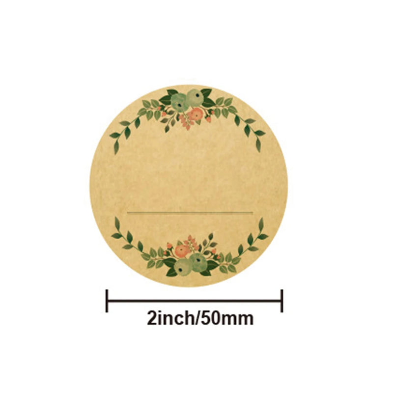 50 - 2 Inch Kraft Paper Flowers Thank You Label Stickers - View 2 | SAMAG