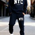 Trendy Letter Eye - Catching Print Men's Hooded Suit Casual Winter Two - Piece Set Sports Jogging Pants - View 7 | SAMAG