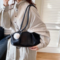 Orange Handbag High Quality Pu Leather Bag Lady Designer Pleated Cloud Bag Fashion Hobo Shoulder Bag Female Dumpling Tote
