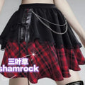 Summer Large Size New Irregular Punk Style Sexy Plaid Splicing Skirt Personalized Girl Subculture Lace Goth Style Short Skirt