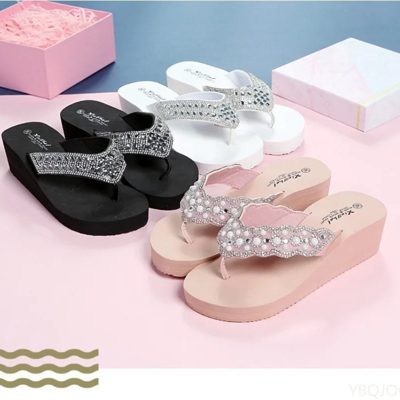 2025 Summer Fashionable versatile Beach Slippers Women'S Elegant minimalist Flip Flops Casual comfortable Wedges women Sandals