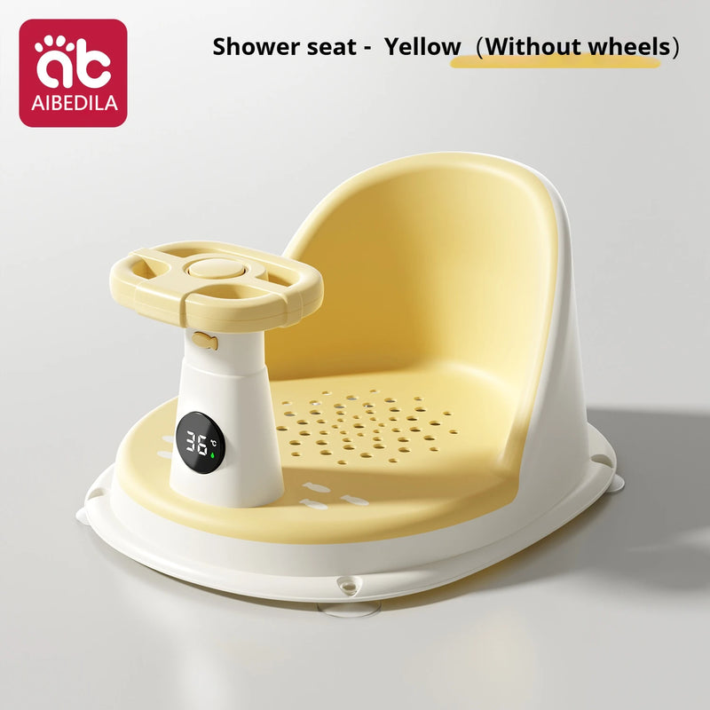 AIBEDILA Baby Bath Seat Multifunctional Toddler Bath Chair With Smart Temperature Sensing Safe Material For Bathtub Shower
