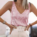 Women Sequin V Neck Tank Top Sleeveless Sparkly Camisole - View 3 | SAMAG