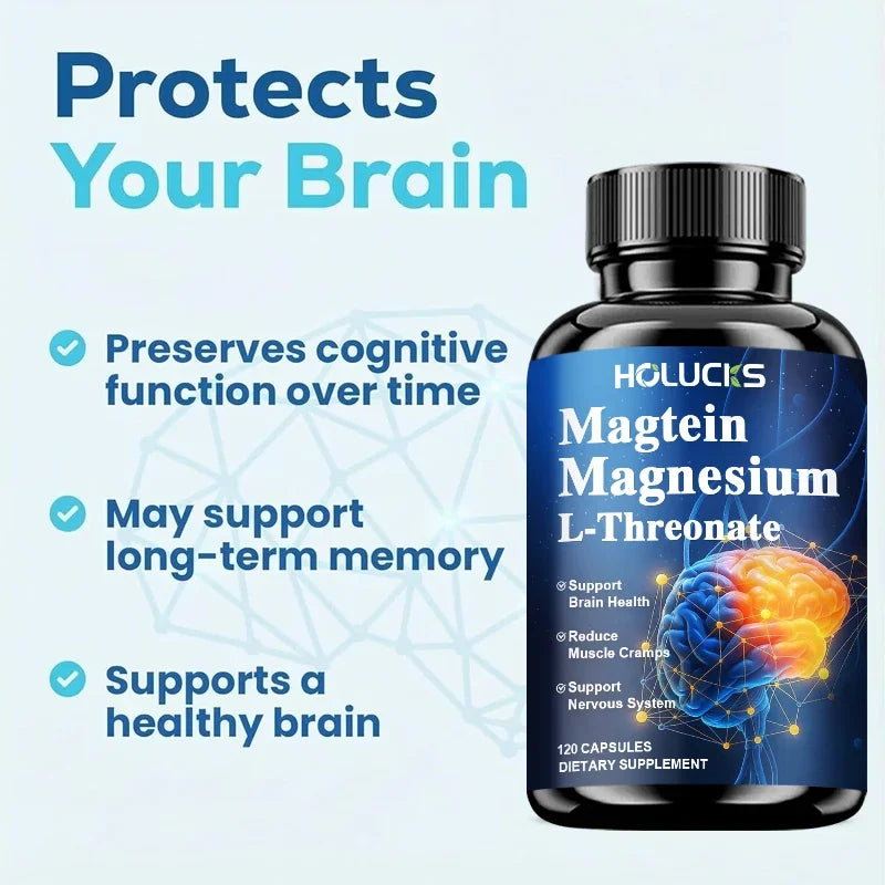 Magnesium L Threonate, for Memory, Focus, Sleep and Cognitive Health Support, Strengthen Muscle, Non-GMO