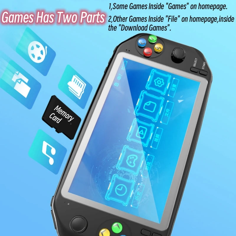 Portable Retro Game Console 7 inch HD Screen Arcade Video Gaming Console Handheld With 7000 Free Games For PS1/MAME Boy Kid Gift