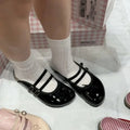Women's Patent Leather Mary Jane Mules Buckle Bow Decor Slip on Flat Shoes Plaid Lining Casual Half Slippers Fashion Footwear