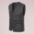 Men Vest JacketMultiple Pockets Zipper Sleeveless Fishing Waistcoat Camping Work Clothes V Neck Outdoor Waistcoat Volunteer Vest