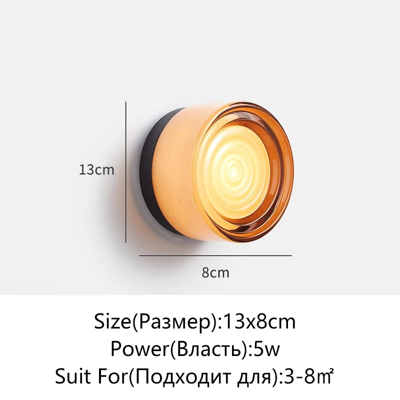 Modern Circular Wall Lamp LED Glass Wall Lamp Sconce Living Room Corridor Bedroom Bathroom Home Decoration Indoor Lighting