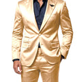 Men's Satin 2 - Piece Suit Set Slim Fit Peak Lapel Tuxedo Blazer With Straight Leg Pants For Wedding Party - View 8 | SAMAG