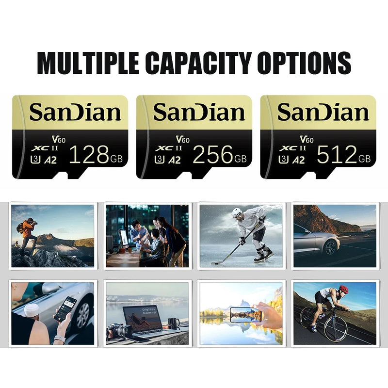 High Speed Memory Card 128GB 256GB 512GB Micro TF SD Card U3 V30 A2 with Adapter for Nintendo Switch Phone Gaming Memory Card
