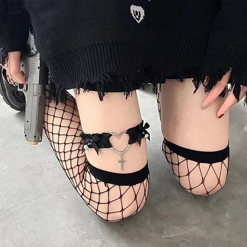 Fashion Cute Women Elastic Garter Belts Heart Leg Neck Ring Gothic Punk Girls Adjustable Thigh Stokings - Visuel 3 | SAMAG