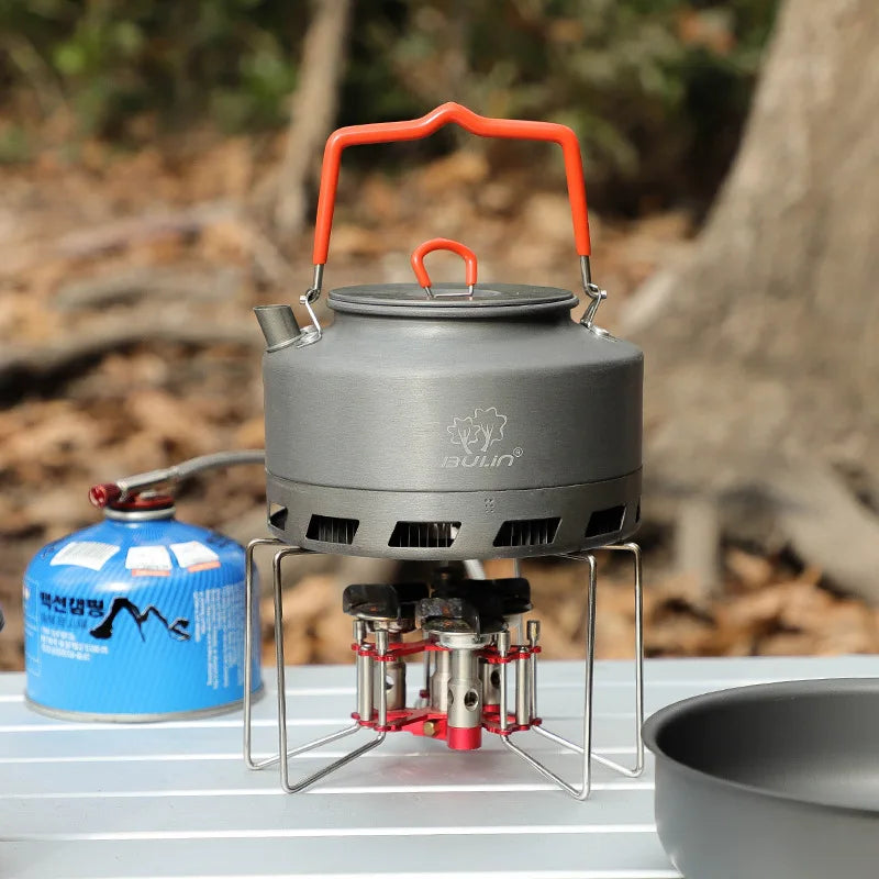 Camping Portable Kettle Teapot Coffee Pot 1L/1.5L Heat Gathering Ring Fast Heating Kettle