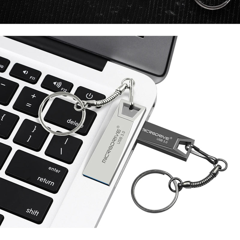 High Speed USB 3.0 Mini Metal Flash Drive 16GB 32GB 64GB 128GB Pendrive Waterproof usb drive Pen memory Sticks with key Chain
