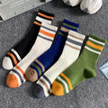 5 Pairs Men's Colorful Striped Casual Socks, Fashionable | SAMAG