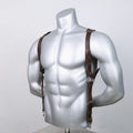 1pc Men'S Punk Gothic Faux Leather Suspenders - Adjustable Strap Body Harness with Metallic Buckles, Fashion Accessory