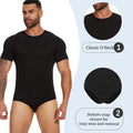 Mens Round Neck Shapewear Short Sleeve Bodysuit Press Button Crotch Underwear Tummy Control Jumpsuit High Stretch Fitness