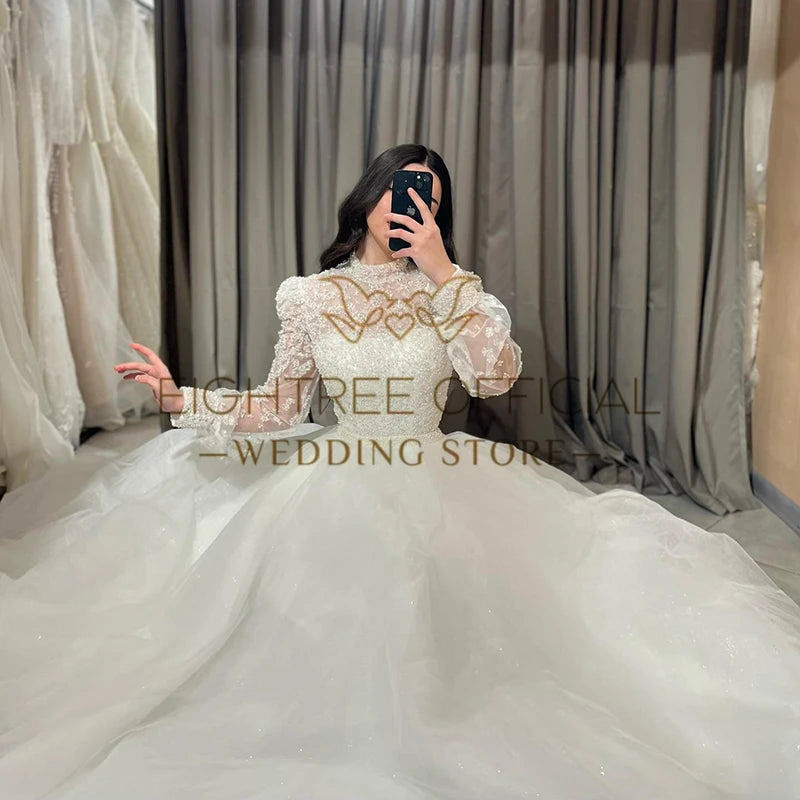 Eightree Elegant A - Line Wedding Dresses Puff Sleeve - View 2 | SAMAG