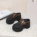 Women's Summer Slippers Mesh Holes 2026 New Women's Platform Mules 9cm High Heel  Woven Slippers Women