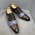 DANIEL WAFER Real Cow Leather Men's Dress Shoes Handmade Lace Up Oxford Snake Print Pointed Cap Toe Party Formal Shoes for Men