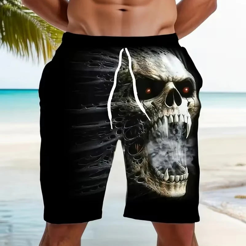 Fashion Skull Print Men Beach Shorts 3D Graphic Board | SAMAG