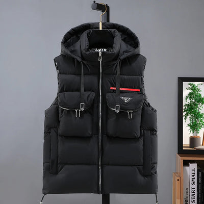4XL Plus Size Men Vests Winter Thicken Warm Hooded | SAMAG